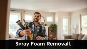 Get an accurate spray foam removal estimate with a skilled contractor assessing foam insulation in a cozy home.
