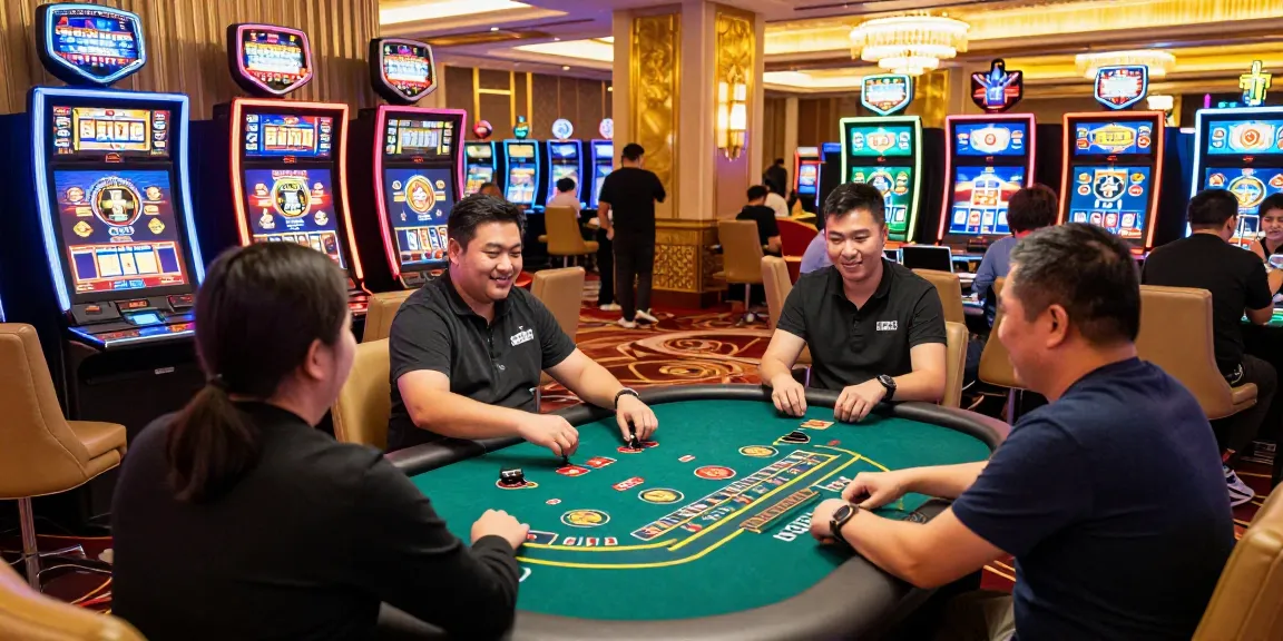 Players enjoying games at MBM娛樂城 with vibrant casino ambiance.