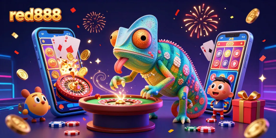 Experience dynamic gameplay with red888's colorful casino scene filled with thrilling elements.