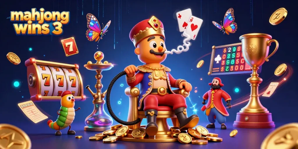 Experience mahjong wins 3 with colorful slot elements and dynamic gaming action in this vibrant 3D illustration.
