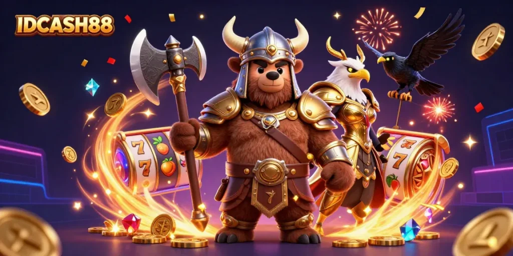 Experience thrilling online slots at IDCASH88 with vibrant 3D characters and dazzling gameplay.