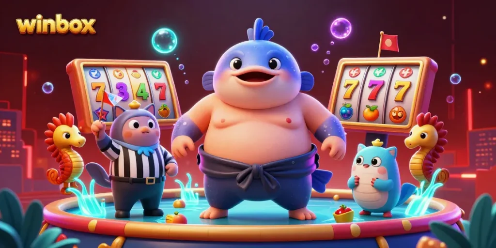 Experience exciting gameplay at Winbox with a vibrant underwater casino scene featuring slots.