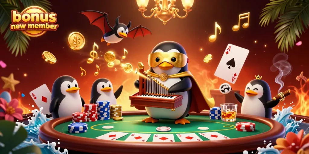 Engage in thrilling casino action with bonus new member promotions surrounding joyful characters.